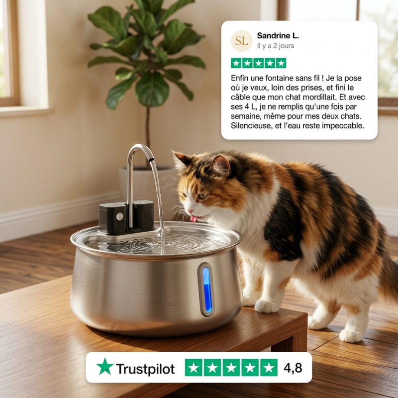 Fontaine à Eau Pour Chat Sans Fil