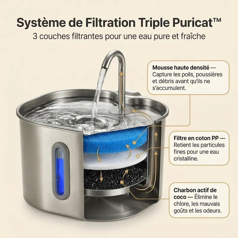Puricat : Fontaine à Eau pour Chat