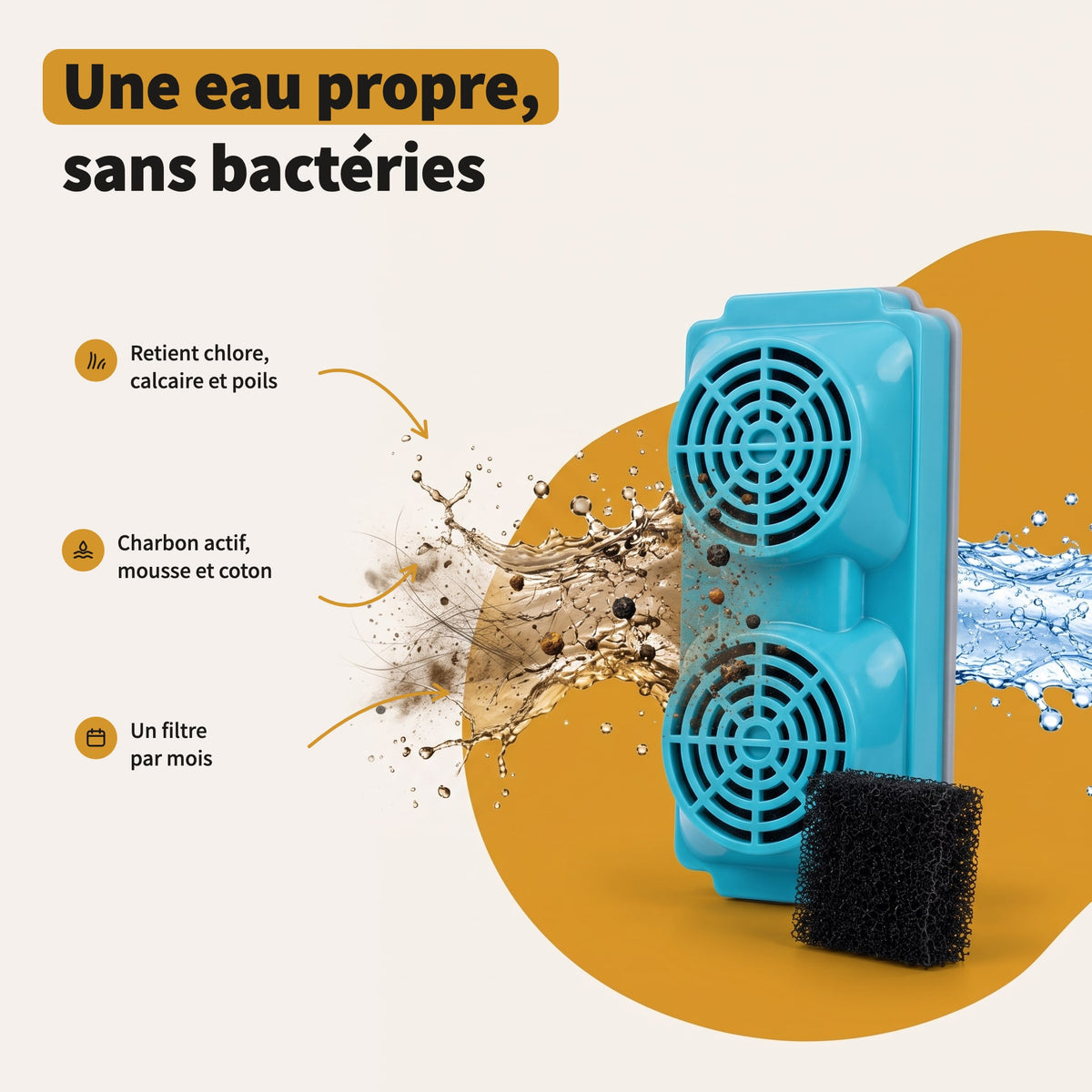 Une eau propre, sans bactéries : un filtre par mois