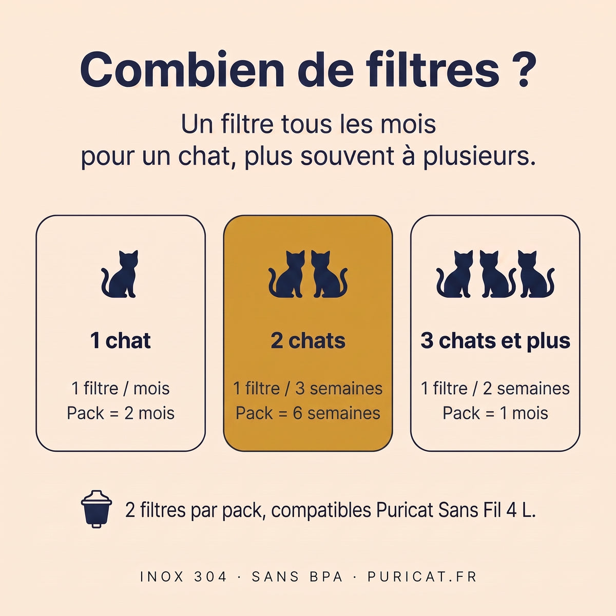 Combien de filtres ? Un filtre tous les mois pour un chat