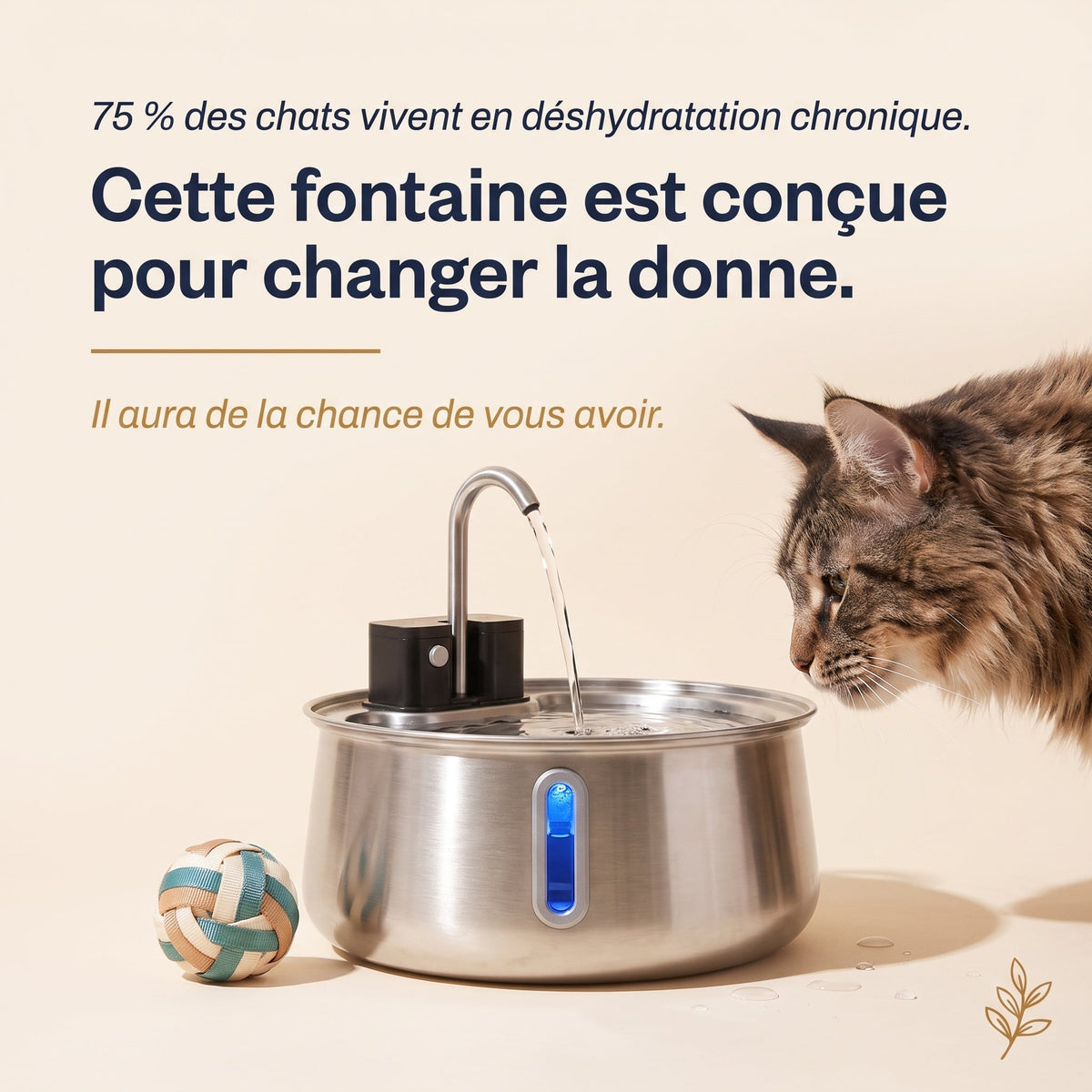 75 % des chats vivent en déshydratation chronique. Cette fontaine est conçue pour changer la donne.