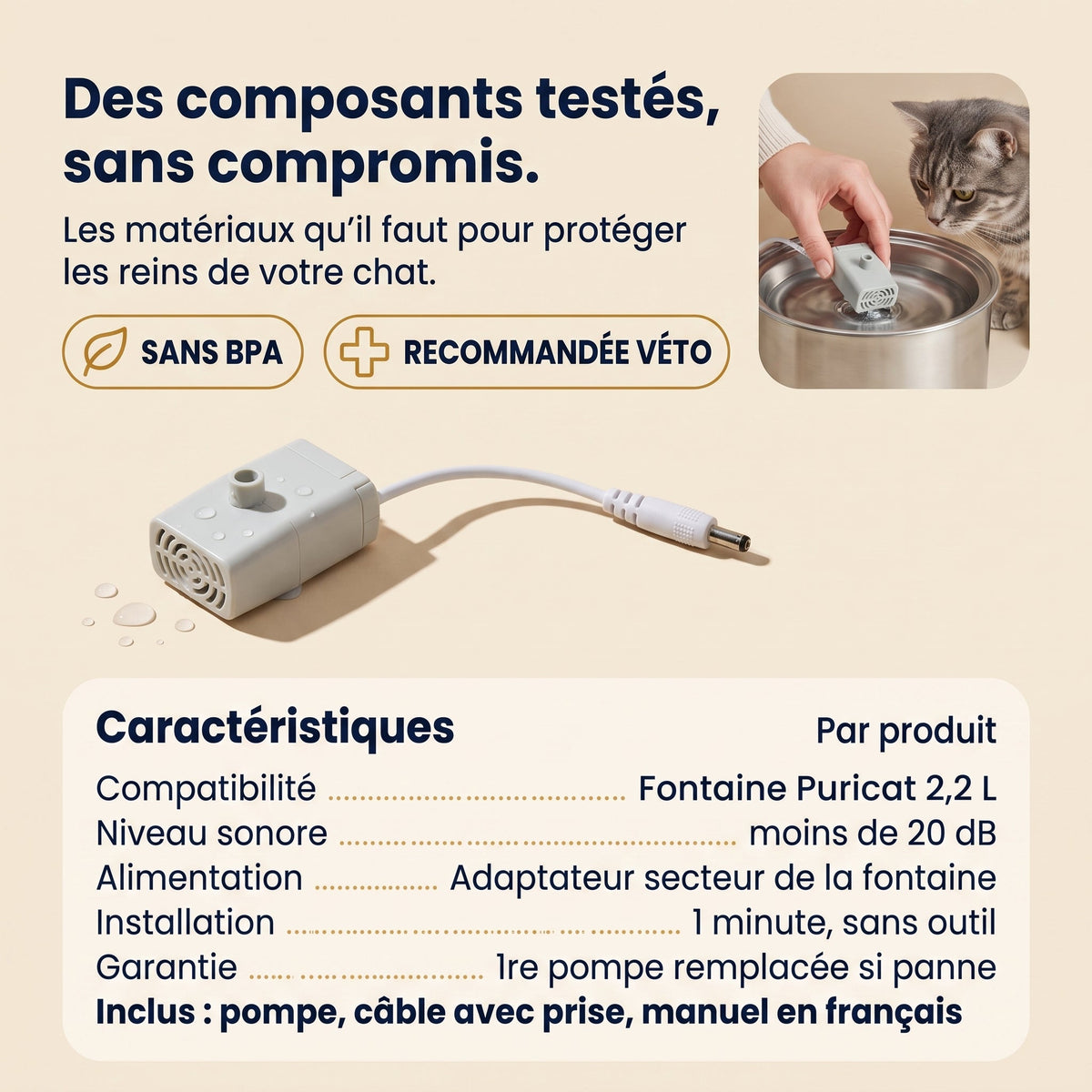 Des composants testés, sans compromis : caractéristiques de la pompe